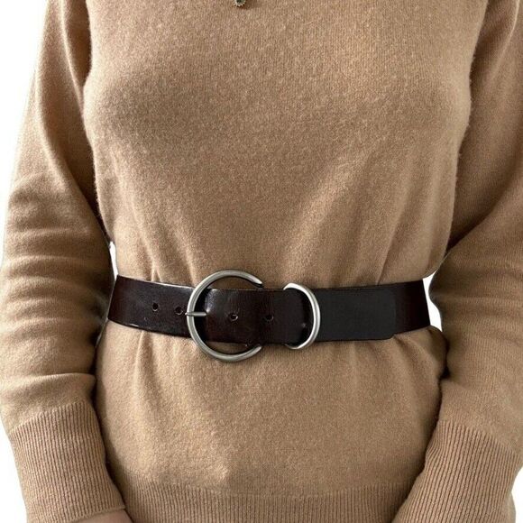 Banana Republic Womens Expresso Dark Brown Leather Whipstitch Western Belt Sz S